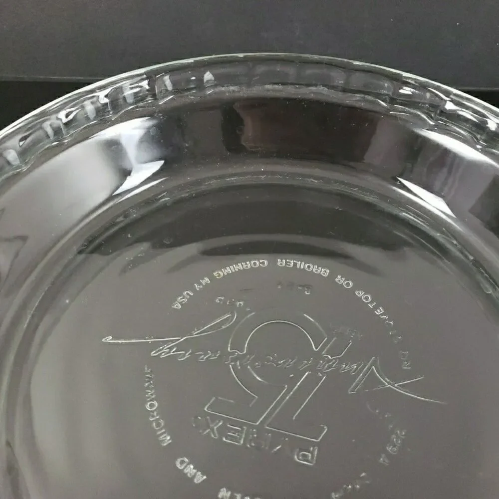 Pyrex Pie Plate 75 Anniversary 229A 23cm Fluted Deep Dish Clear Glass Baking